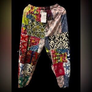 #87 NWT 100% cotton patchwork jogger bottom pants